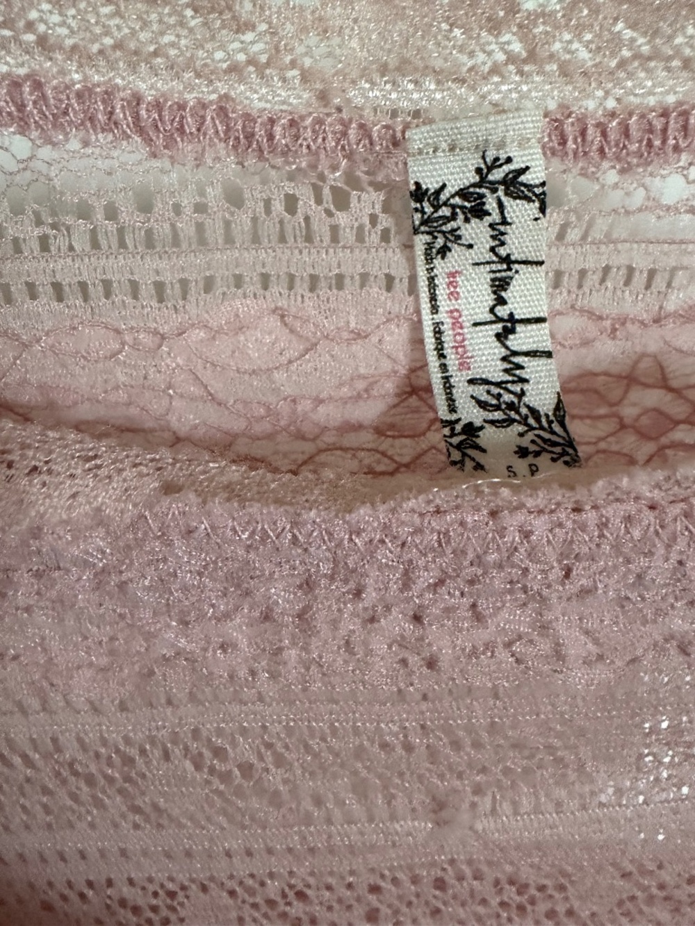 Intimately Free People Pink Long Sleeve Lace Sheer Top